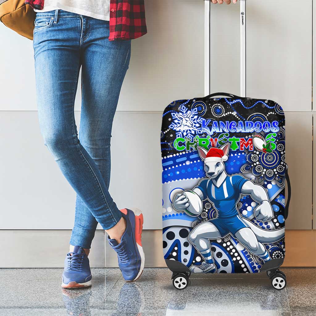 Merry Christmas AFL Kangaroos Luggage Cover Aboriginal Santa Football Mascot