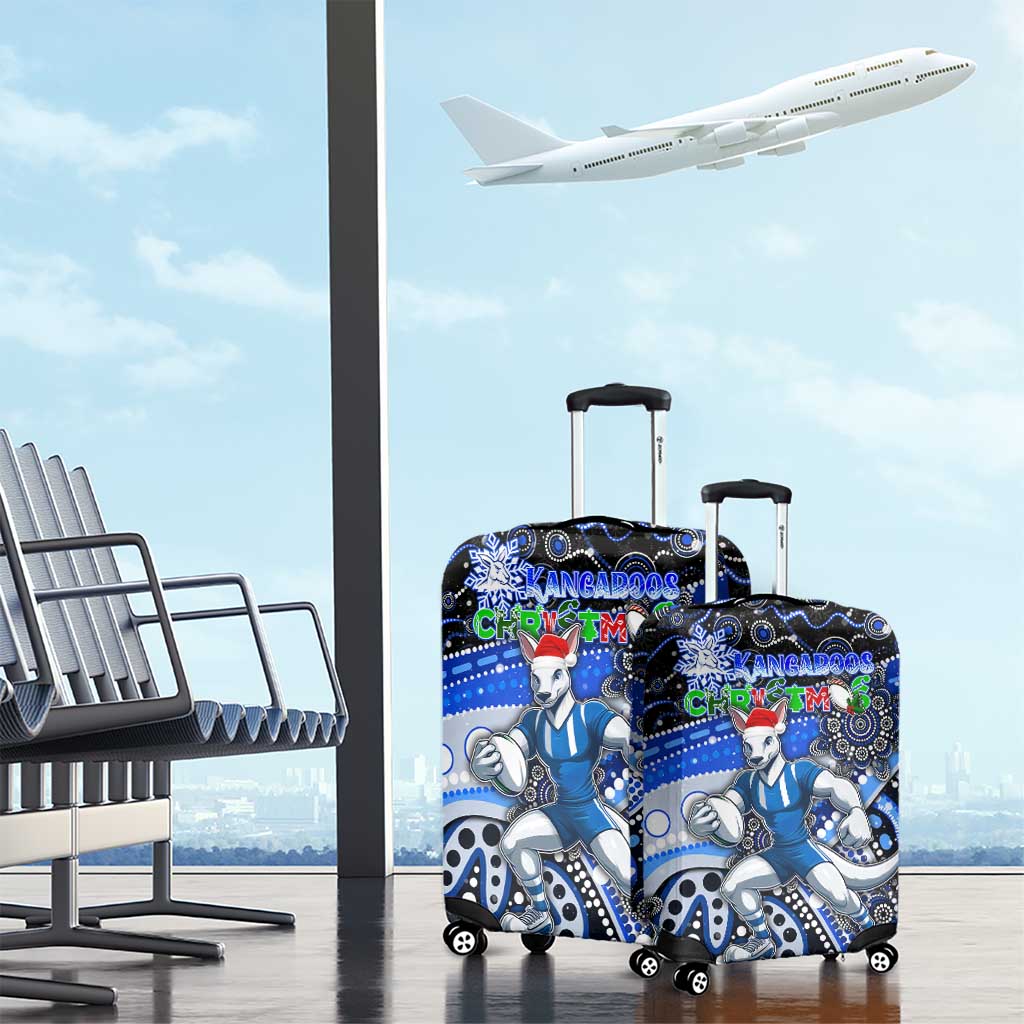 Merry Christmas AFL Kangaroos Luggage Cover Aboriginal Santa Football Mascot