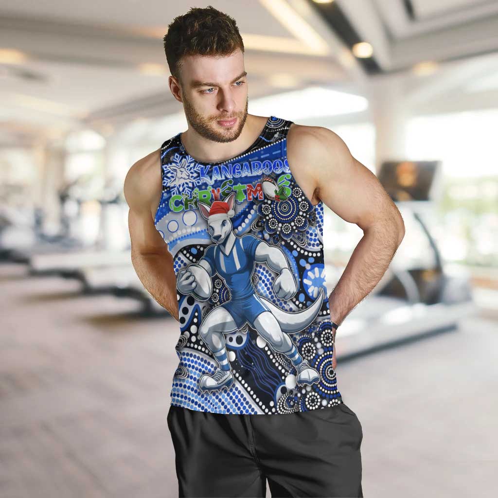 Merry Christmas AFL Kangaroos Men Tank Top Aboriginal Santa Football Mascot