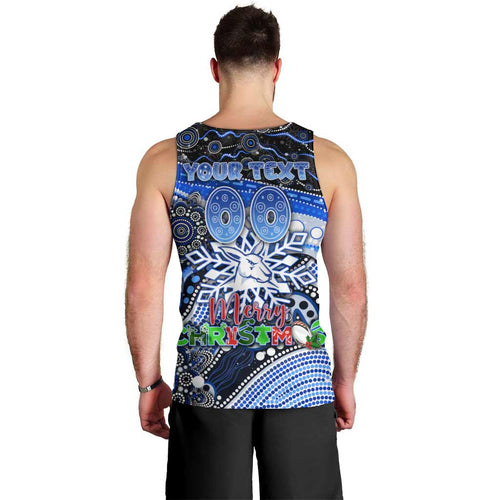 Merry Christmas AFL Kangaroos Men Tank Top Aboriginal Santa Football Mascot