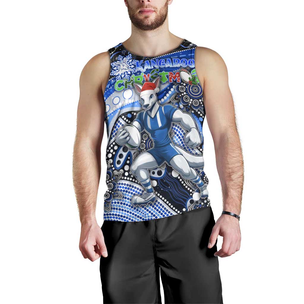 Merry Christmas AFL Kangaroos Men Tank Top Aboriginal Santa Football Mascot