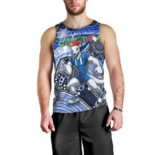 Merry Christmas AFL Kangaroos Men Tank Top Aboriginal Santa Football Mascot