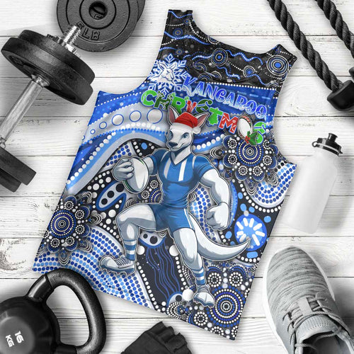 Merry Christmas AFL Kangaroos Men Tank Top Aboriginal Santa Football Mascot