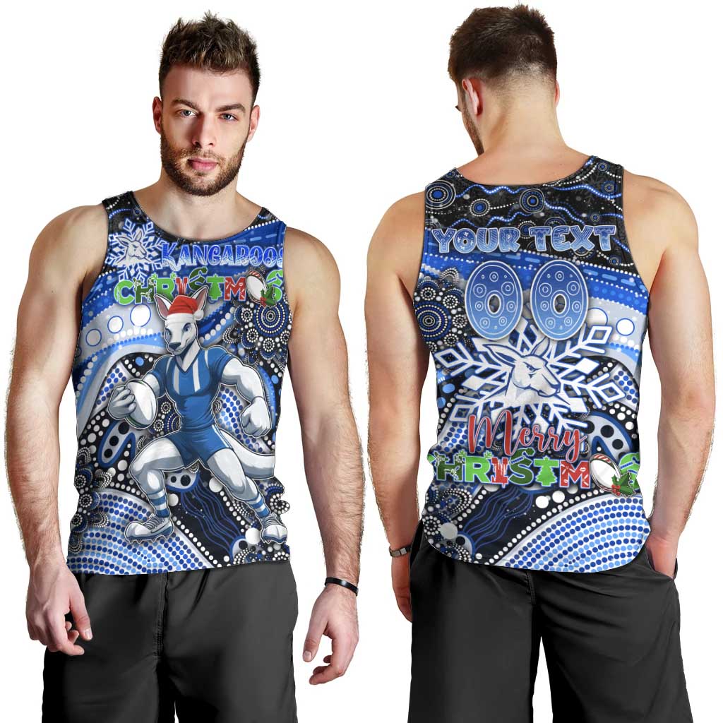 Merry Christmas AFL Kangaroos Men Tank Top Aboriginal Santa Football Mascot