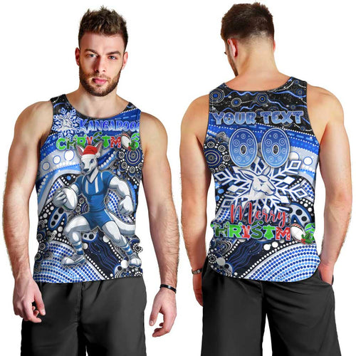Merry Christmas AFL Kangaroos Men Tank Top Aboriginal Santa Football Mascot