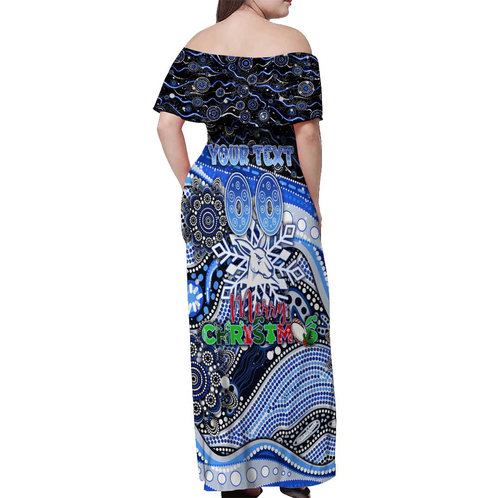 Merry Christmas AFL Kangaroos Off Shoulder Maxi Dress Aboriginal Santa Football Mascot