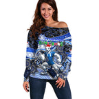 Merry Christmas AFL Kangaroos Off Shoulder Sweater Aboriginal Santa Football Mascot