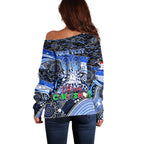 Merry Christmas AFL Kangaroos Off Shoulder Sweater Aboriginal Santa Football Mascot
