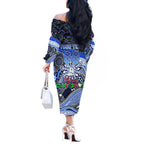 Merry Christmas AFL Kangaroos Off The Shoulder Long Sleeve Dress Aboriginal Santa Football Mascot
