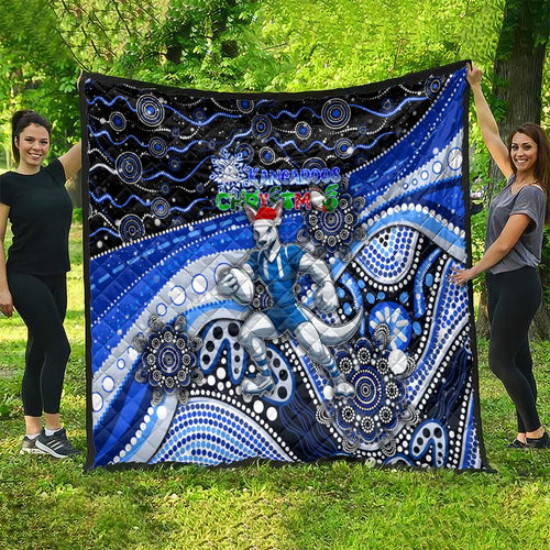 Merry Christmas AFL Kangaroos Quilt Aboriginal Santa Football Mascot