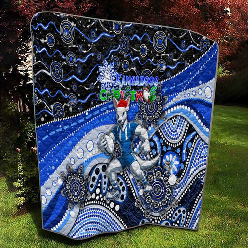 Merry Christmas AFL Kangaroos Quilt Aboriginal Santa Football Mascot