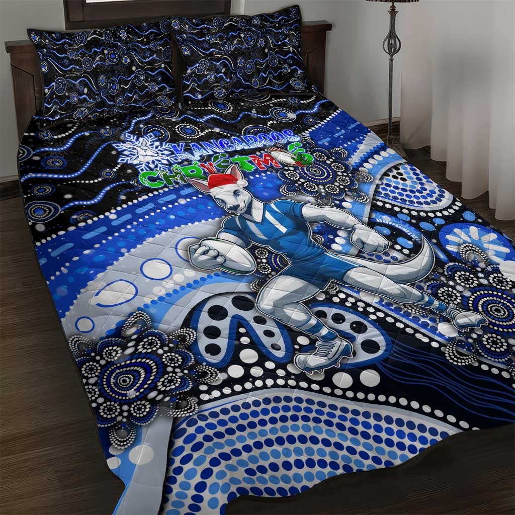Merry Christmas AFL Kangaroos Quilt Bed Set Aboriginal Santa Football Mascot