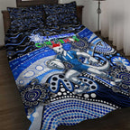 Merry Christmas AFL Kangaroos Quilt Bed Set Aboriginal Santa Football Mascot