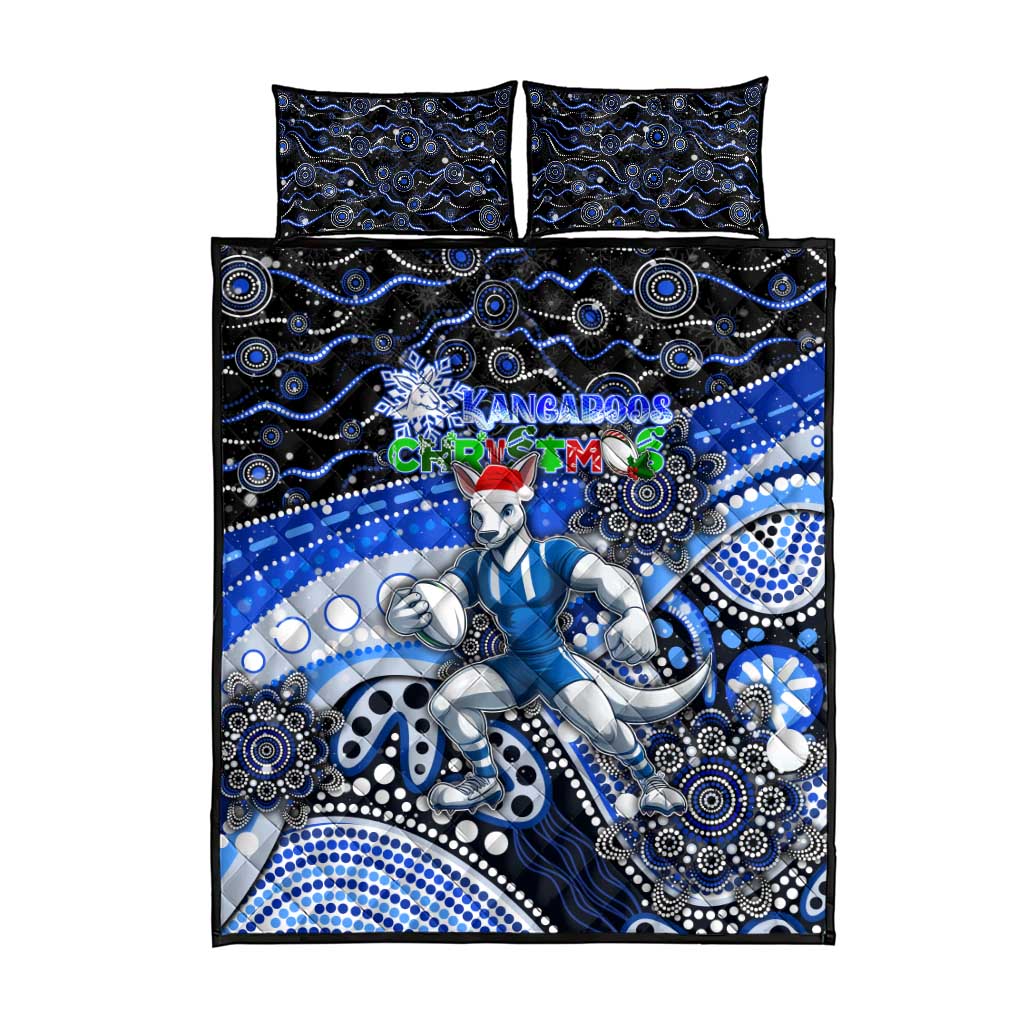 Merry Christmas AFL Kangaroos Quilt Bed Set Aboriginal Santa Football Mascot