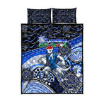 Merry Christmas AFL Kangaroos Quilt Bed Set Aboriginal Santa Football Mascot