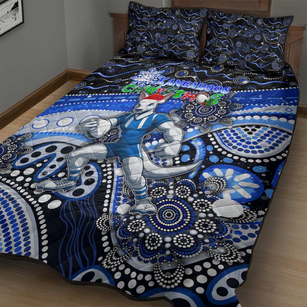 Merry Christmas AFL Kangaroos Quilt Bed Set Aboriginal Santa Football Mascot
