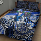 Merry Christmas AFL Kangaroos Quilt Bed Set Aboriginal Santa Football Mascot