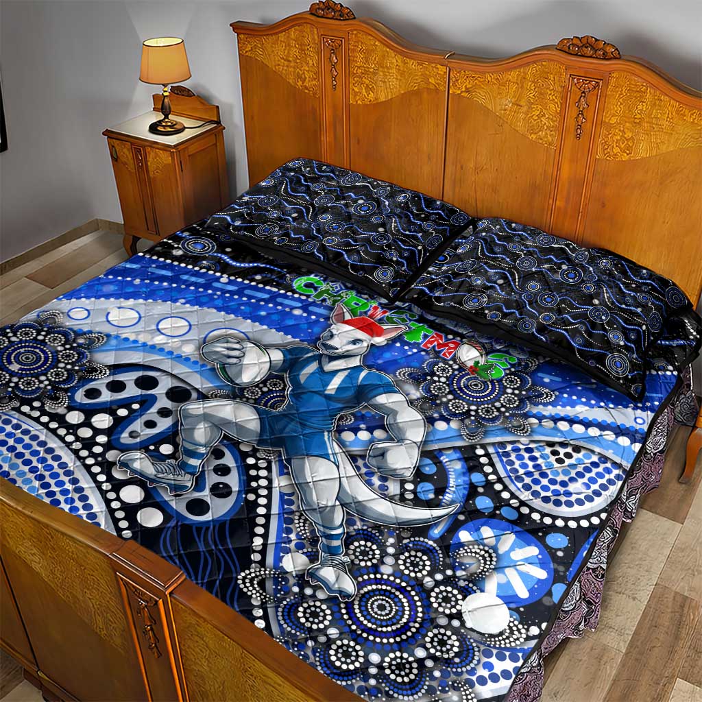 Merry Christmas AFL Kangaroos Quilt Bed Set Aboriginal Santa Football Mascot