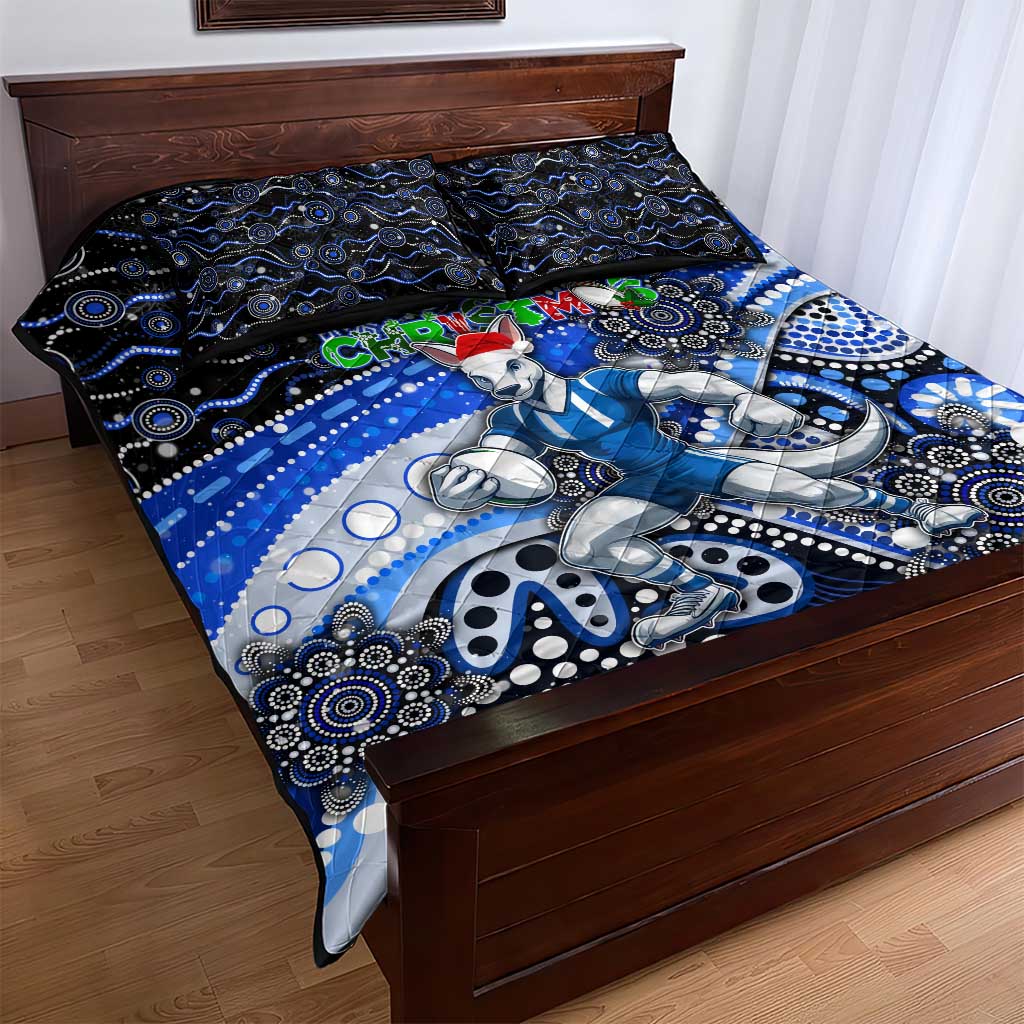 Merry Christmas AFL Kangaroos Quilt Bed Set Aboriginal Santa Football Mascot