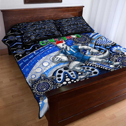 Merry Christmas AFL Kangaroos Quilt Bed Set Aboriginal Santa Football Mascot