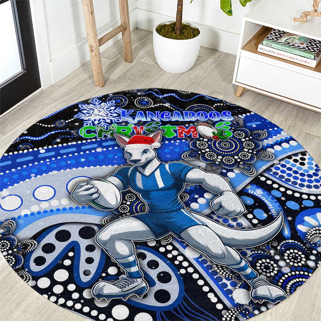 Merry Christmas AFL Kangaroos Round Carpet Aboriginal Santa Football Mascot