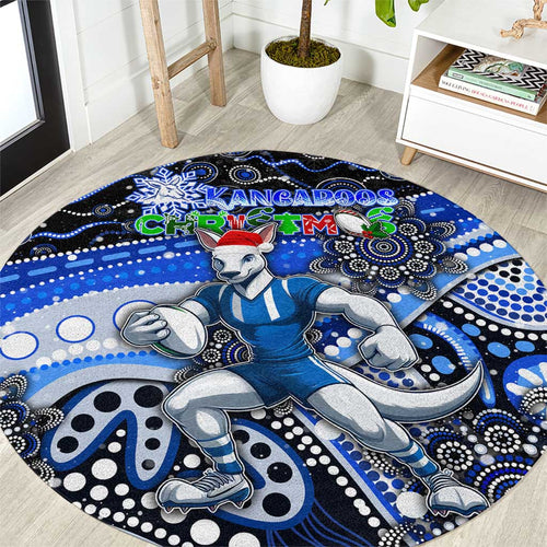 Merry Christmas AFL Kangaroos Round Carpet Aboriginal Santa Football Mascot