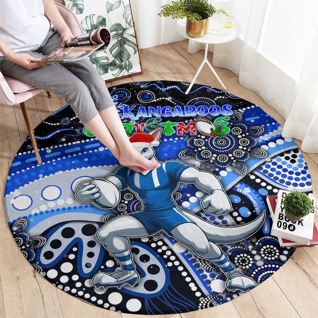 Merry Christmas AFL Kangaroos Round Carpet Aboriginal Santa Football Mascot