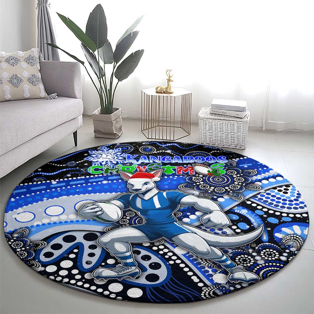 Merry Christmas AFL Kangaroos Round Carpet Aboriginal Santa Football Mascot
