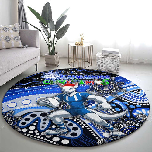 Merry Christmas AFL Kangaroos Round Carpet Aboriginal Santa Football Mascot