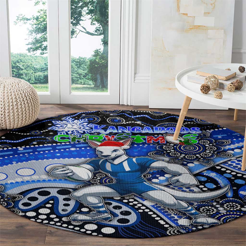 Merry Christmas AFL Kangaroos Round Carpet Aboriginal Santa Football Mascot