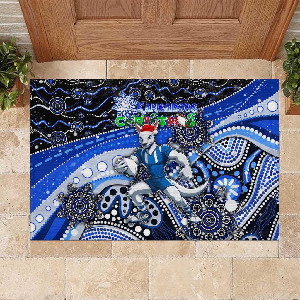 Merry Christmas AFL Kangaroos Rubber Doormat Aboriginal Santa Football Mascot