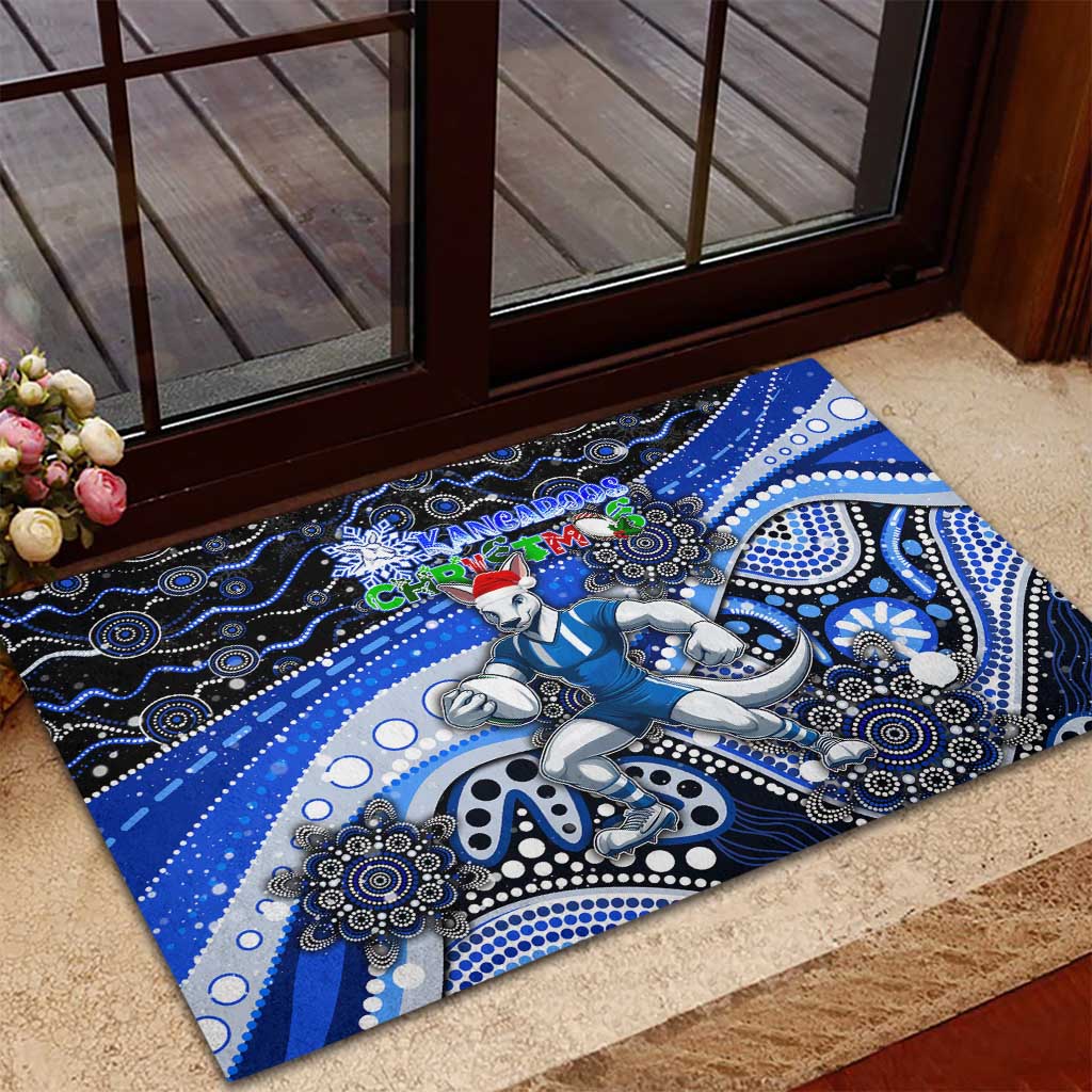Merry Christmas AFL Kangaroos Rubber Doormat Aboriginal Santa Football Mascot