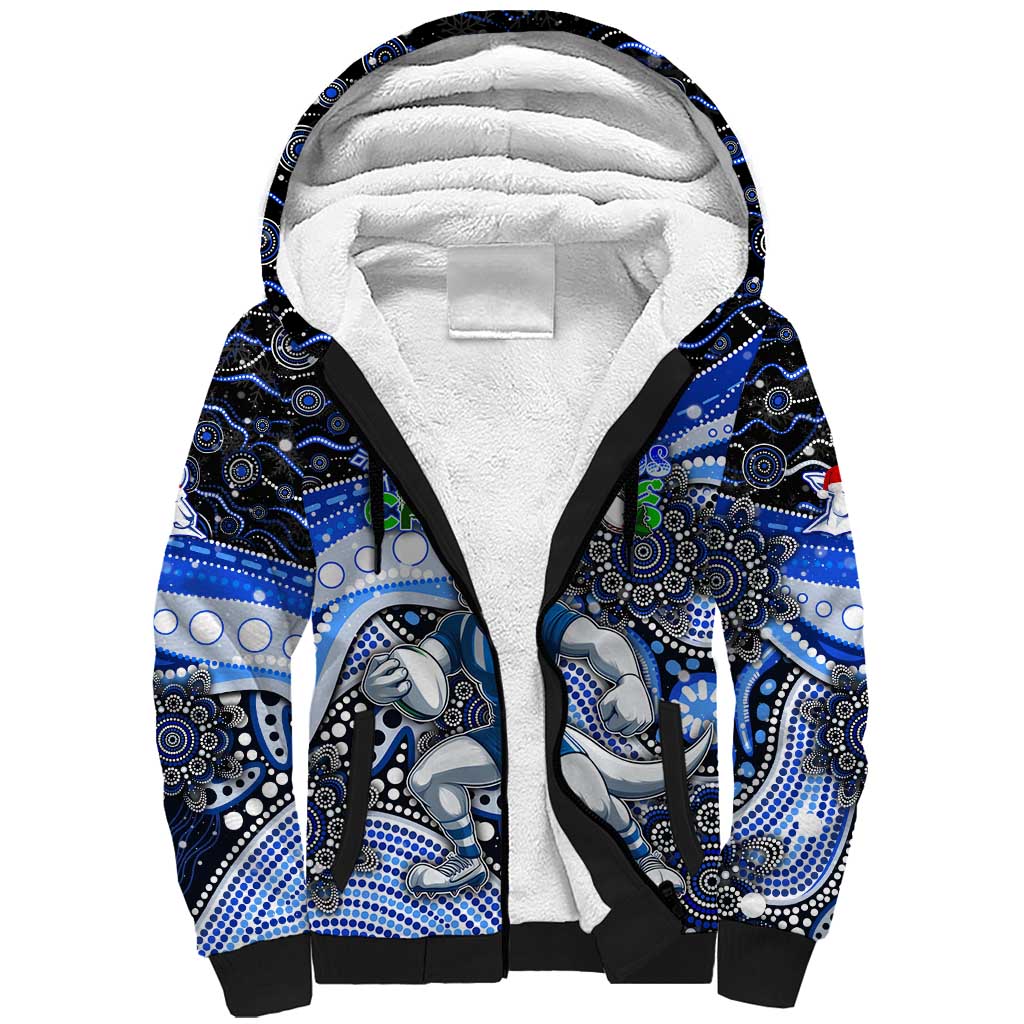 Merry Christmas AFL Kangaroos Sherpa Hoodie Aboriginal Santa Football Mascot