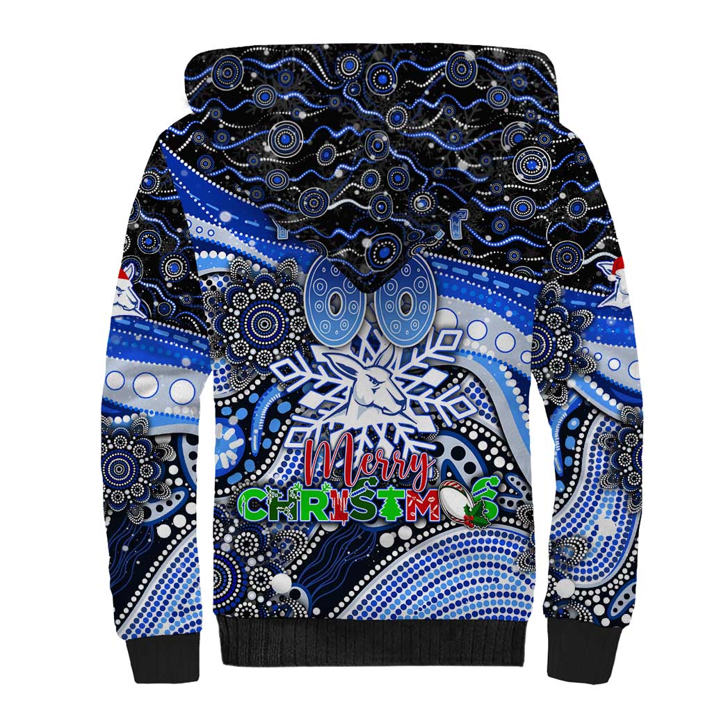 Merry Christmas AFL Kangaroos Sherpa Hoodie Aboriginal Santa Football Mascot