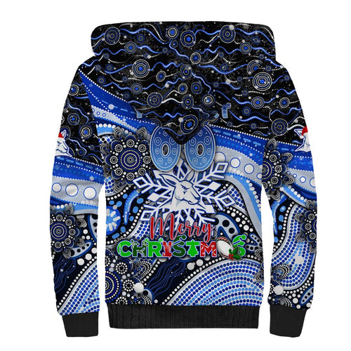 Merry Christmas AFL Kangaroos Sherpa Hoodie Aboriginal Santa Football Mascot