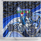 Merry Christmas AFL Kangaroos Shower Curtain Aboriginal Santa Football Mascot