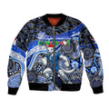 Merry Christmas AFL Kangaroos Sleeve Zip Bomber Jacket Aboriginal Santa Football Mascot