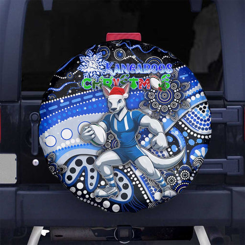 Merry Christmas AFL Kangaroos Spare Tire Cover Aboriginal Santa Football Mascot