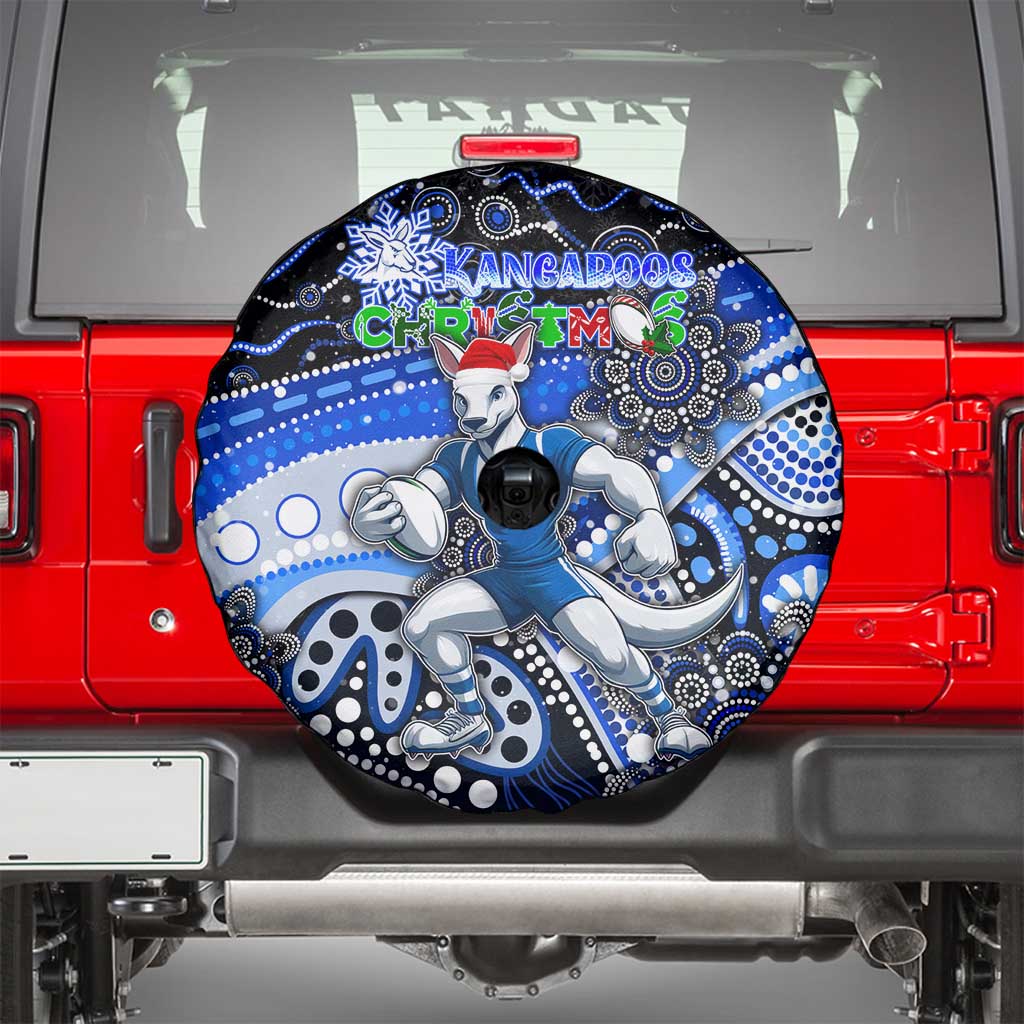 Merry Christmas AFL Kangaroos Spare Tire Cover Aboriginal Santa Football Mascot
