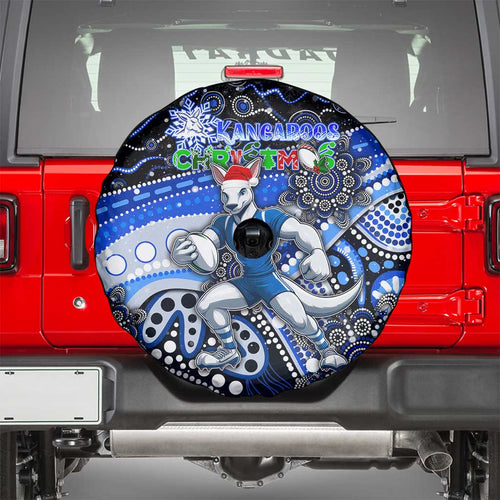 Merry Christmas AFL Kangaroos Spare Tire Cover Aboriginal Santa Football Mascot