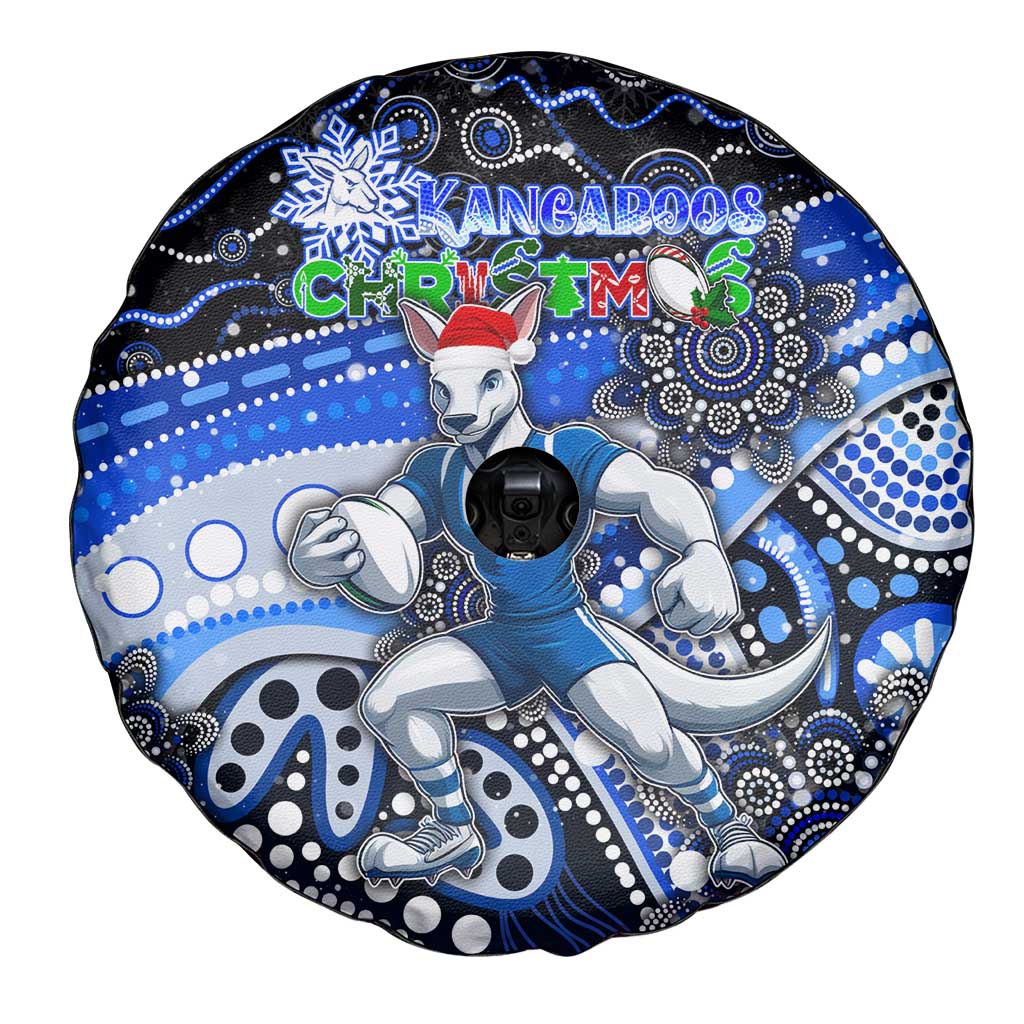 Merry Christmas AFL Kangaroos Spare Tire Cover Aboriginal Santa Football Mascot