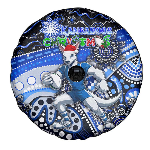 Merry Christmas AFL Kangaroos Spare Tire Cover Aboriginal Santa Football Mascot