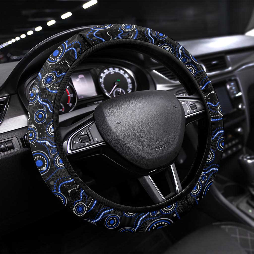 Merry Christmas AFL Kangaroos Steering Wheel Cover Aboriginal Santa Football Mascot