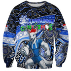 Merry Christmas AFL Kangaroos Sweatshirt Aboriginal Santa Football Mascot