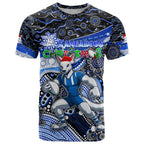 Merry Christmas AFL Kangaroos T Shirt Aboriginal Santa Football Mascot