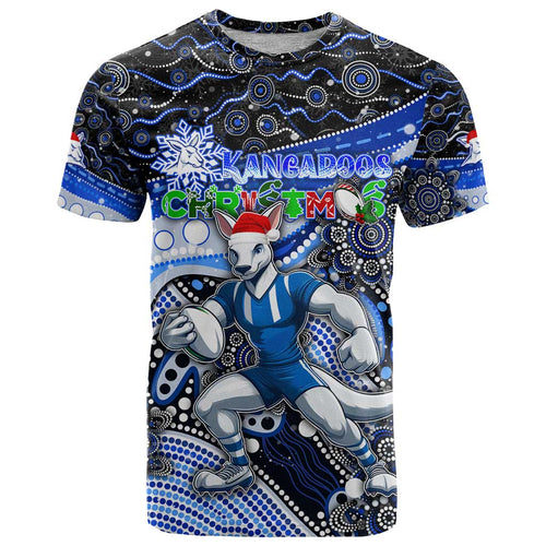 Merry Christmas AFL Kangaroos T Shirt Aboriginal Santa Football Mascot