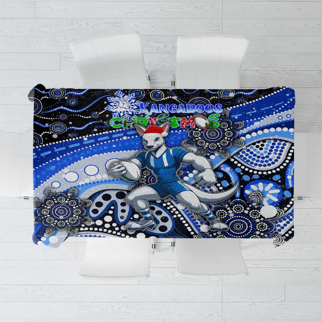 Merry Christmas AFL Kangaroos Tablecloth Aboriginal Santa Football Mascot