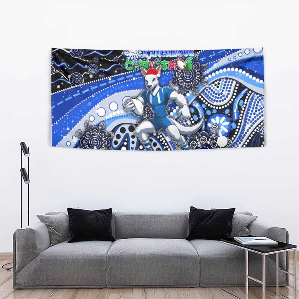 Merry Christmas AFL Kangaroos Tapestry Aboriginal Santa Football Mascot
