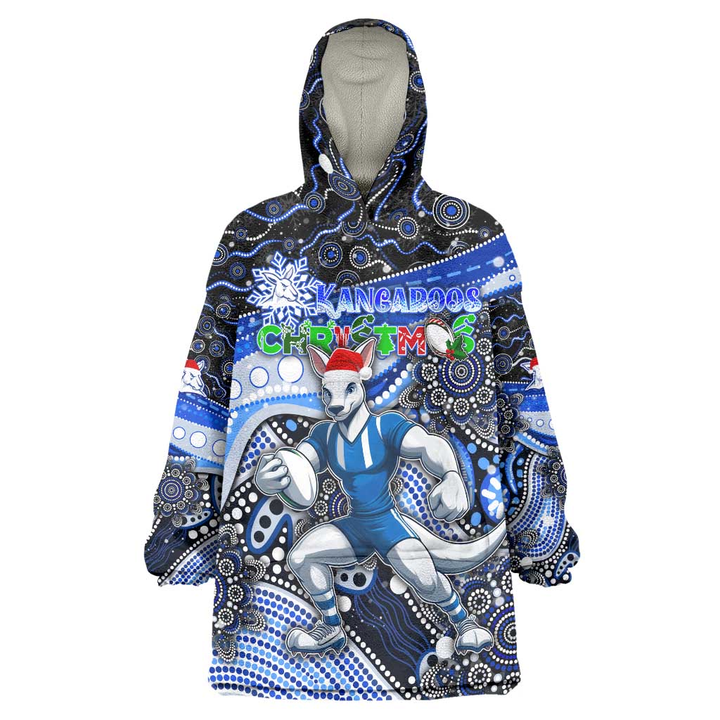 Merry Christmas AFL Kangaroos Wearable Blanket Hoodie Aboriginal Santa Football Mascot