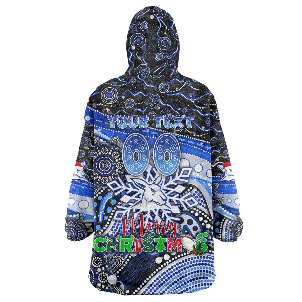 Merry Christmas AFL Kangaroos Wearable Blanket Hoodie Aboriginal Santa Football Mascot
